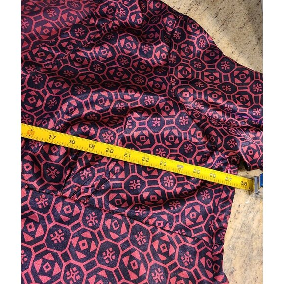 WD Ny Plus Size 3X Pink Blue Satin Silky Babydoll Empire Waist Geometric Blouse - Picture 3 of 13